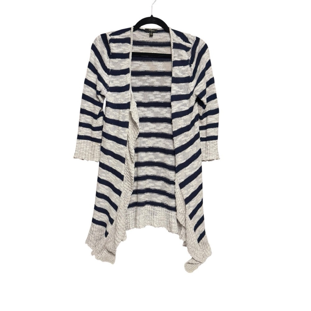 Cupio size small gray/blue duster length Striped Open-Front Cardigan Sweater